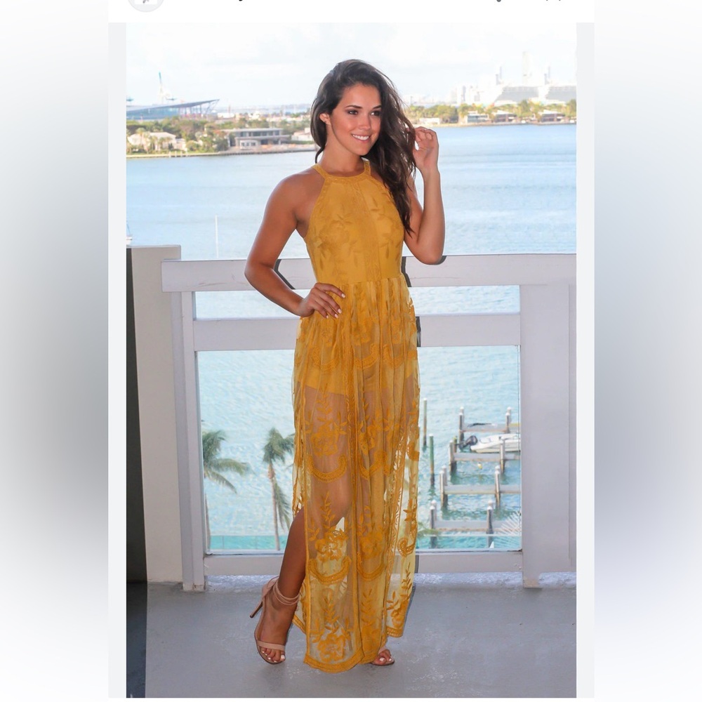 Honey punch halter lace romper dress overlay